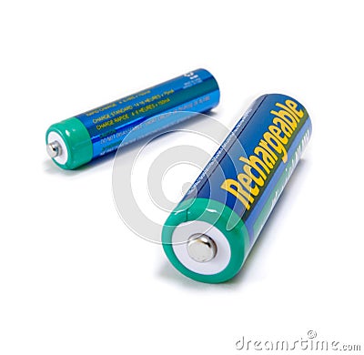 Rechargeable AA and AAA Batteries Stock Photo