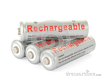 Rechargeable AA batteries Stock Photo