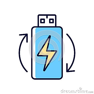 Rechargeable lithium ion battery RGB color manual label icon Vector Illustration