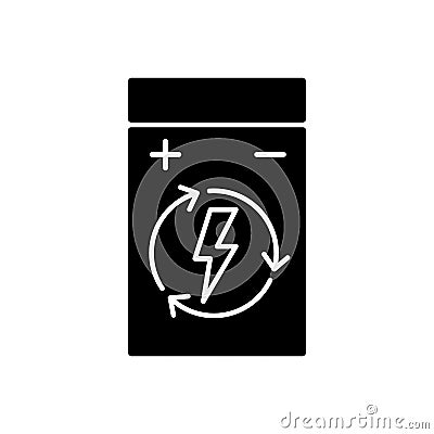 Rechargeable lithium polymer battery black glyph manual label icon Vector Illustration
