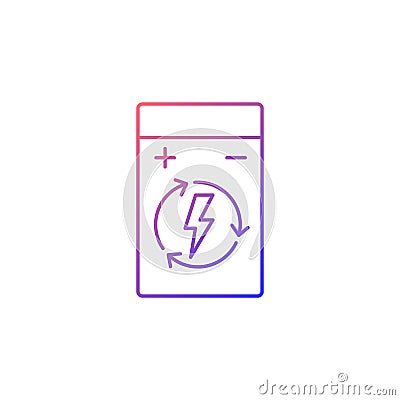 Rechargeable lithium polymer battery gradient linear vector manual label icon Vector Illustration