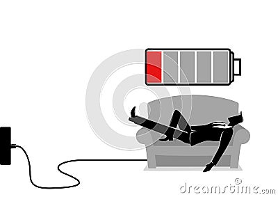 Recharging Businessman Vector Illustration