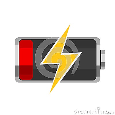 Recharging a dead battery on a white. Logotype Vector Illustration