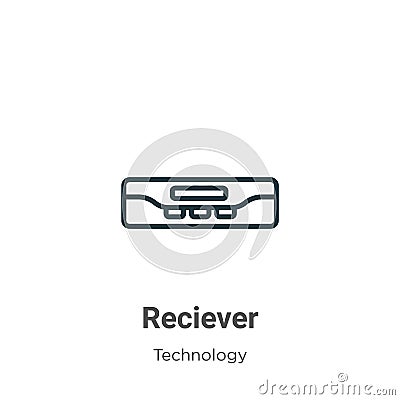 Reciever outline vector icon. Thin line black reciever icon, flat vector simple element illustration from editable technology Vector Illustration