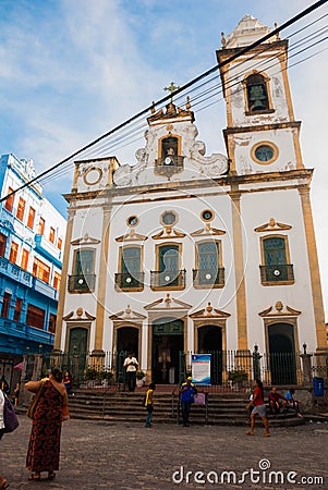 Recife, Brazil: Beautiful Catholic Church, 18th century church in the historic center of Recife Editorial Stock Photo