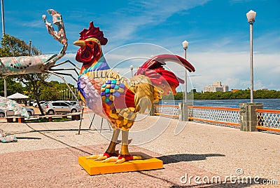 Recife, Pernambuco, Brazil: the Galo da Madrugada carnival symbol. Editorial Stock Photo