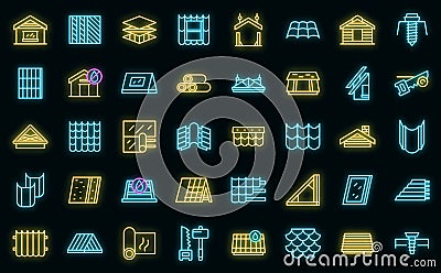 Recipe book icons set outline vector. Cookbook library vector neon Vector Illustration