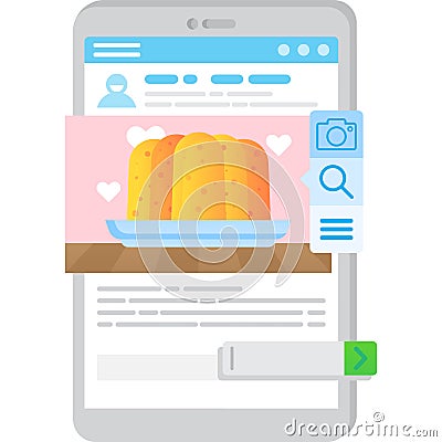 Recipe book mobile app vector icon isolated Stock Photo