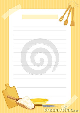 Recipe Card with Kitchen Items and Lines Vector Template Vector Illustration