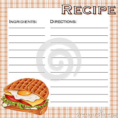 recipe card with waffle sandwich Stock Photo