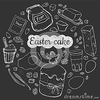 Recipe Easter cake on black Stock Photo