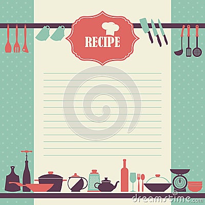 Recipe page design. Vintage style cooking book page Vector Illustration