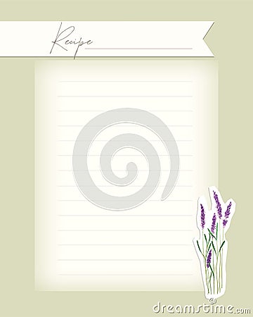 Recipe template in scrapbooking style - collage vintage blank blank card with old paper, lace. Vector Illustration