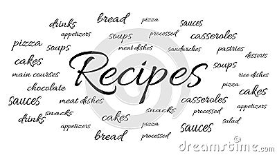 Recipes for different dishes Vector Illustration