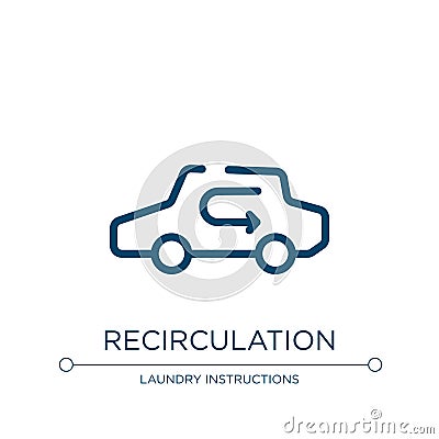 Recirculation icon. Linear vector illustration from car dashboard signals collection. Outline recirculation icon vector. Thin line Vector Illustration