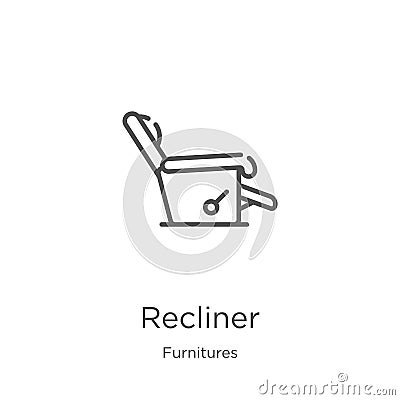 recliner icon vector from furnitures collection. Thin line recliner outline icon vector illustration. Outline, thin line recliner Vector Illustration