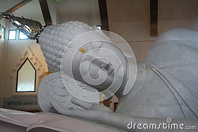 Reclining attractive white jade buddha statues , one of the most visit temple for tourism Stock Photo