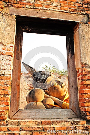 Reclining Buddha, Historical Park Ayutthaya Stock Photo