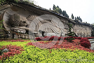 Reclining Buddha in Lingyun mountain in sichuan province,china Stock Photo