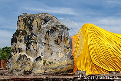 Reclining Buddha at Wat Lokayasutharam, Ayutthaya Stock Photo