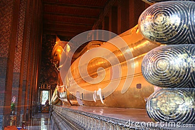 Reclining Buddha at Wat Pho Stock Photo