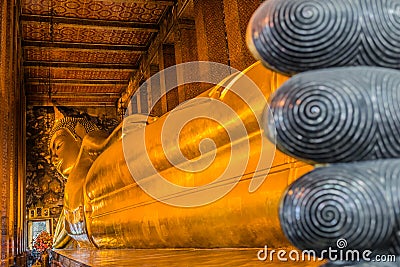 Reclining buddha Wat Pho temple bangkok thailand Stock Photo