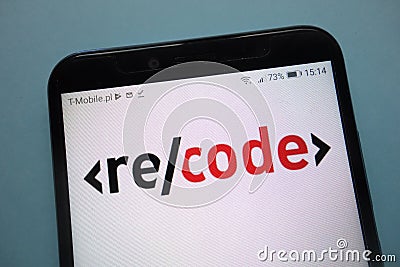 Recode logo displayed on smartphone Editorial Stock Photo