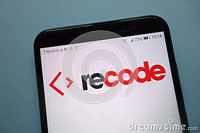 Recode logo displayed on smartphone Editorial Stock Photo