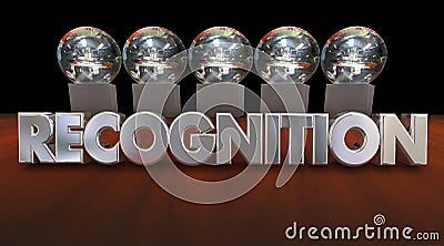 Recognition Awards Ceremony Appreciation Trophies 3d Illustration Stock Photo