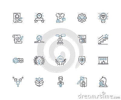 Recognition line icons collection. Acknowledgment, Appreciation, Approval, Commendation, Validation, Praise, Tribute Vector Illustration