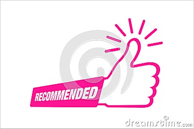 Recommend icon. Thumb up emblem. Recommendation best seller sign. Recommended sale label. Bestseller sticker. Vector Vector Illustration