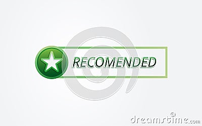 Recommended logo badge with star and shield icon Vector Illustration