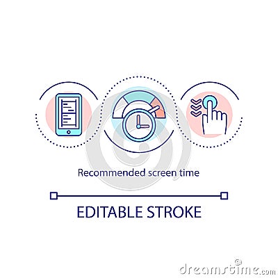 Recommended screen time concept icon Vector Illustration