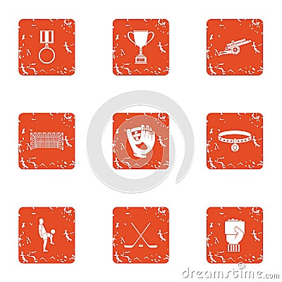 Recompense icons set, grunge style Vector Illustration