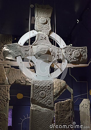 Reconstructed Celtic cross - vertical Editorial Stock Photo