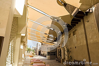 The reconstructed old part of the Dubai city - Al-Bastakiya quarter in the Dubai city, United Arab Emirates Editorial Stock Photo