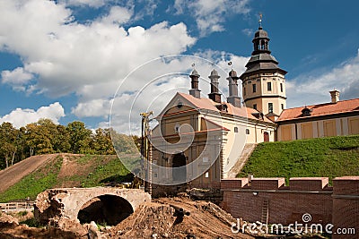 Reconstruction of the castle Nesvizh entrance Stock Photo