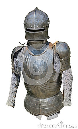 Reconstruction of knightly armor - armor and helmet Stock Photo