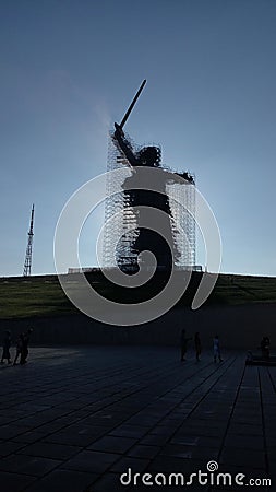 Reconstruction monument-ensemble to the Heroes of Stalingrad The Motherland Calls Editorial Stock Photo