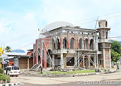 Reconstruction of mosque Masjid Simpang Lima Ende Editorial Stock Photo