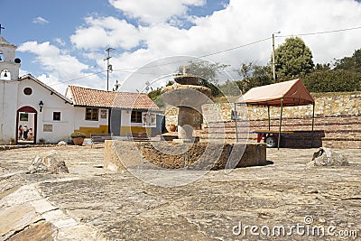 A reconstruction of an old colombian colonial town downtown square Editorial Stock Photo