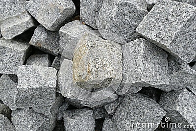 Reconstruction of a pack sidewalk with cobbles Stock Photo