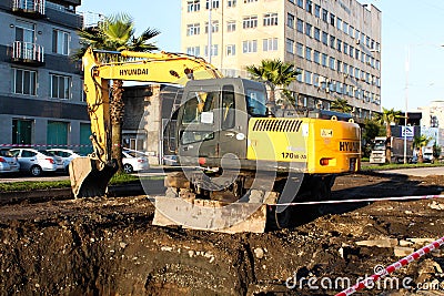reconstruction works in the city. Batumi city, Adjara, Georgia. April 28,2021 Editorial Stock Photo