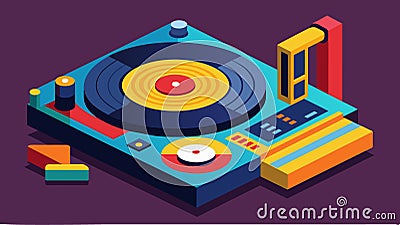 A record pressing machine that uses 3D printing technology to create customshaped records with intricate designs. Vector Vector Illustration