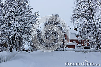 Record snowfalls in January Stock Photo