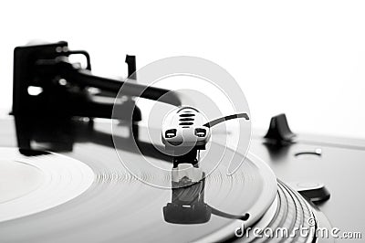 Record on turntable Stock Photo