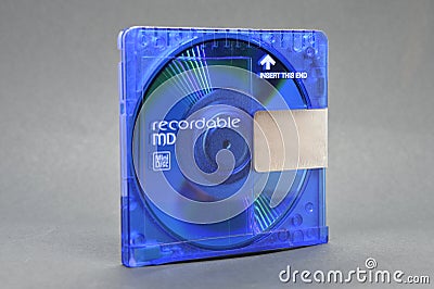A recordable blue minidisc Stock Photo
