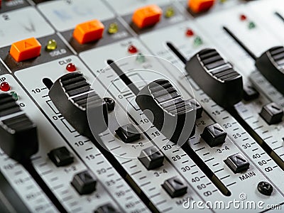 Recording studio faders Stock Photo