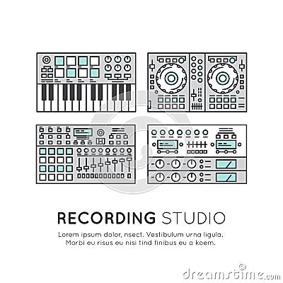 Recording Studio Labels Set Stock Photo