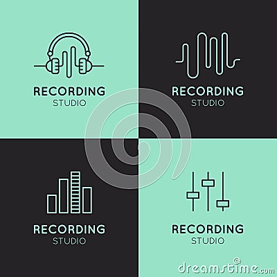 Recording Studio Labels Set Stock Photo